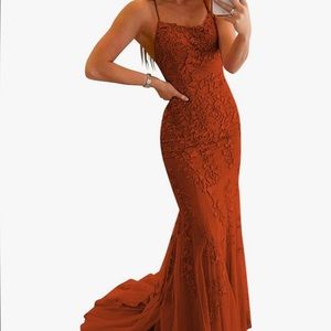 COPY - Burnt Orange Mermaid Lace Prom Dress